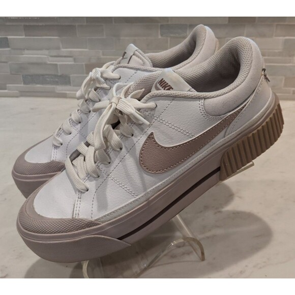 Nike Shoes - Women's NIKE Court Legacy Lift Shoes in White/Smokey Mauve Platform Sneakers 7.5
